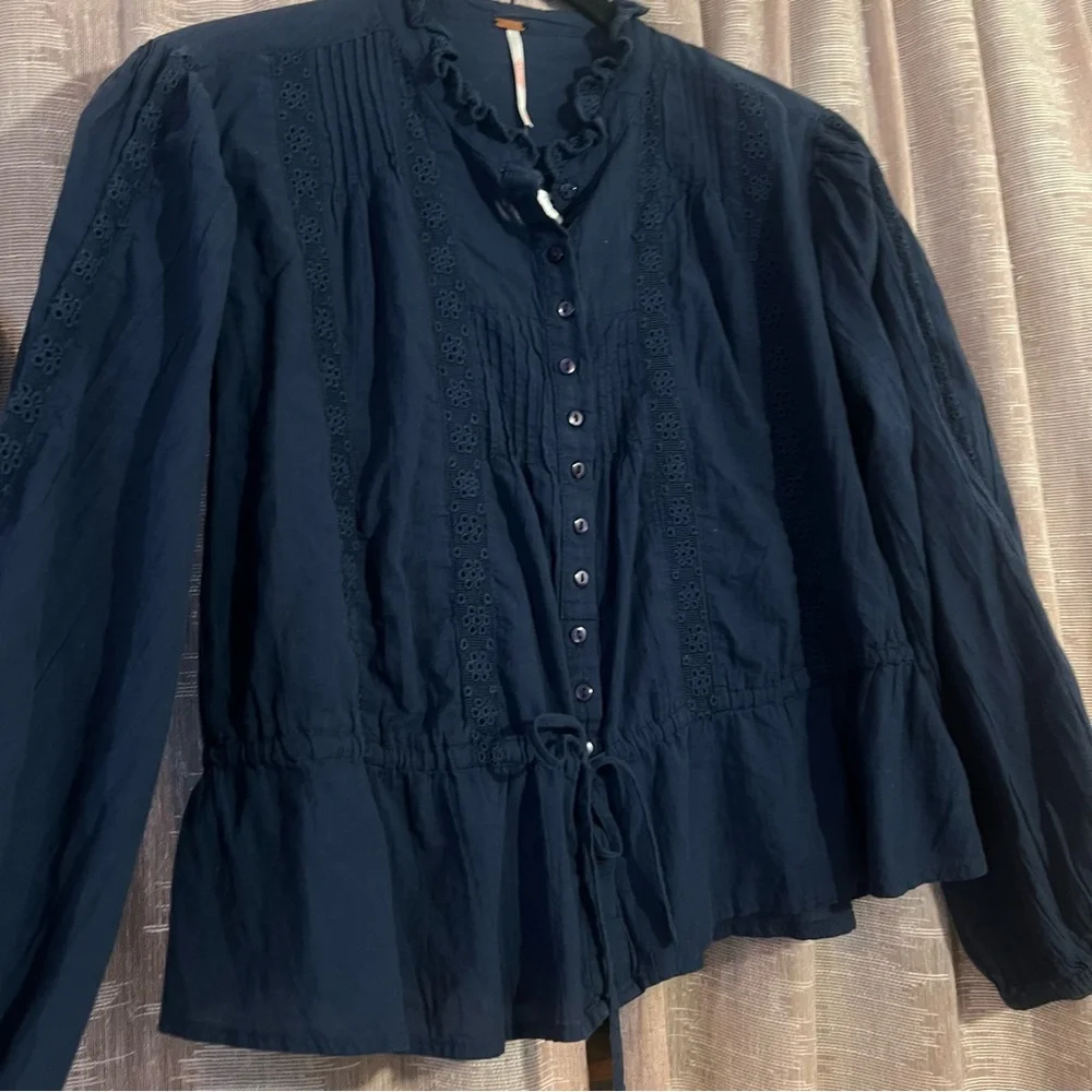 Free People Best of Me Long Sleeve Embroidered Blouse, NEW
